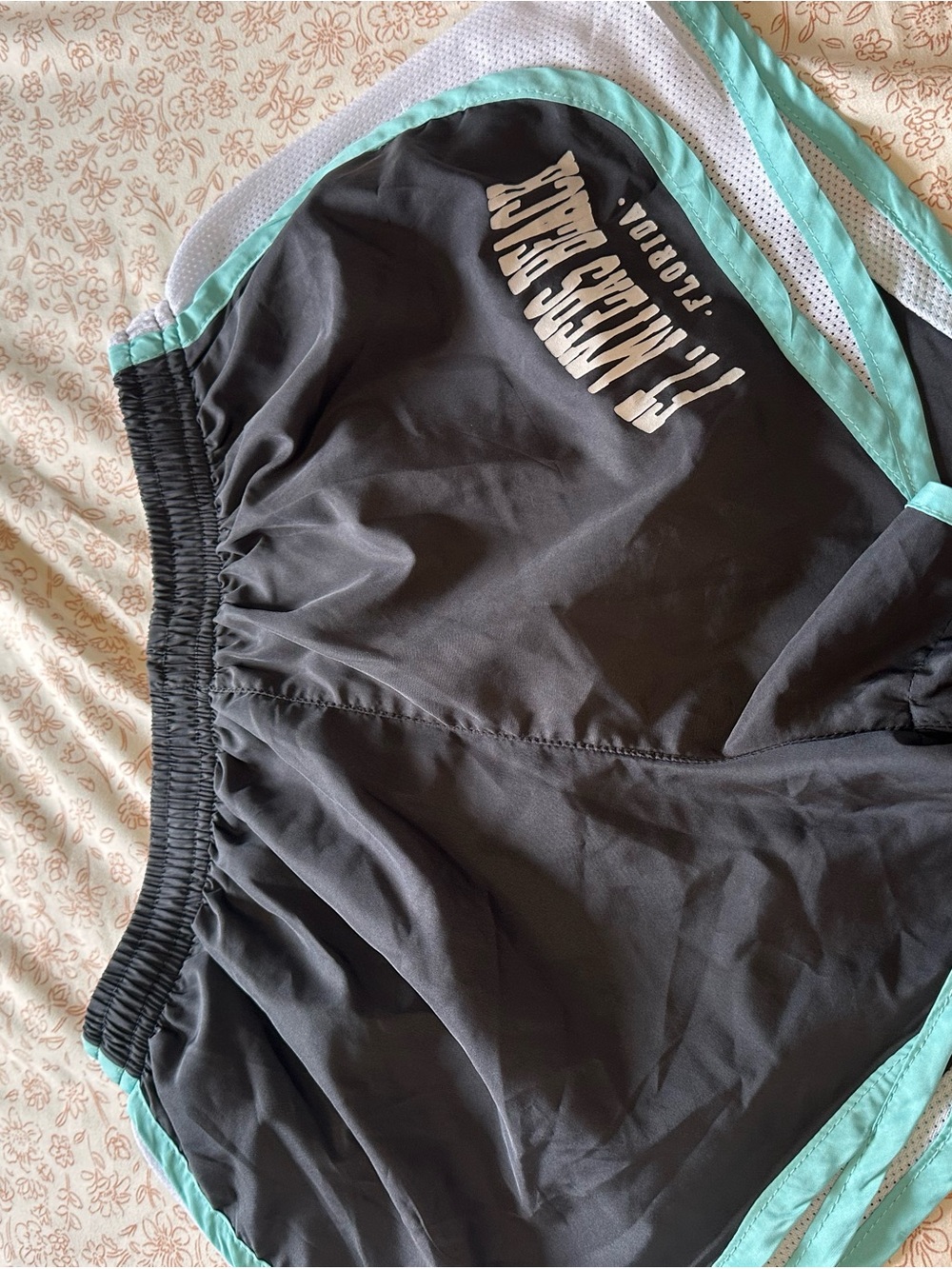 Black Athletic Shorts with Mint Trim